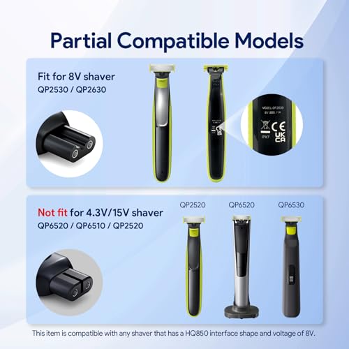 Yinke 8V HQ850 Type-C Shaver Charger Adapter Charging Converter for Philips Norelco Oneblade QP2630 QP2530, USB-C Electric Shaver Power Replacement Adapter Power Converter Without Charger Cord, 1PC - Image 3
