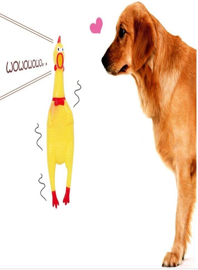 PETLICIOUS & MORE لعبة دجاجة تصرخ بالضغط من بيتليشوس آند مور، لعبة خنزير تصرخ مصنوعة من المطاط بطول 16 بوصة (قد يختلف اللون، عبوة من قطعتين) - Image 2