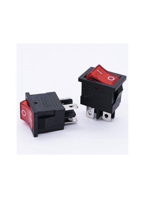 2pcs Mini Rocker Switch 4Pin ON-OFF Red Light Illuminated Snap-in Car Rocker Toggle Switch DPST 2Position KCD1 Switch AC 250V 6A 125V 10A  Switch  on of
