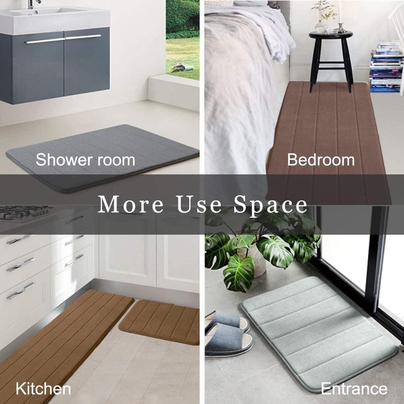 ATHA Rectangular Bathroom Door Mats Anti Slip Water Soak Memory Foam Bath Mat Rug Ultra Soft and NonSlip Bathroom Rugs Water Absorbent Bath Rug for Bathroom Shower Tub Multicolor - Image 5