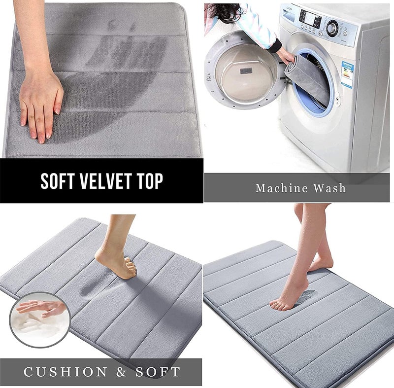 ATHA Rectangular Bathroom Door Mats Anti Slip Water Soak Memory Foam Bath Mat Rug Ultra Soft and NonSlip Bathroom Rugs Water Absorbent Bath Rug for Bathroom Shower Tub Multicolor - Image 4