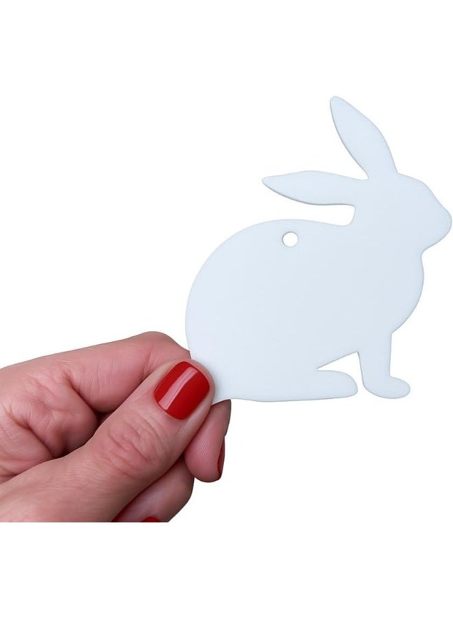 Horoof Home® White Easter Bunny Acrylic Blanks – 8x8 cm, 3mm Thick – DIY Craft Ornament for Painting, Vinyl, Tags & Decorations, SL592