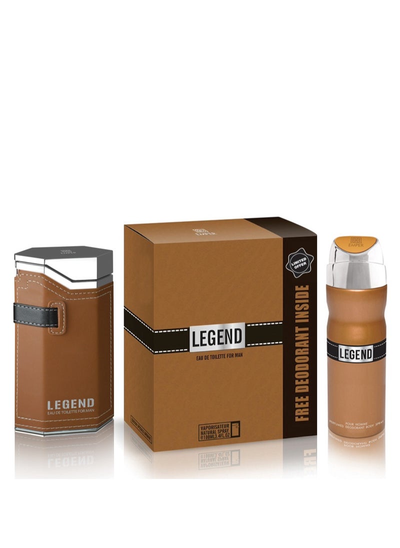 Emper - Legend  EDT For Men 100ml + Body Spray 200ml - Image 1
