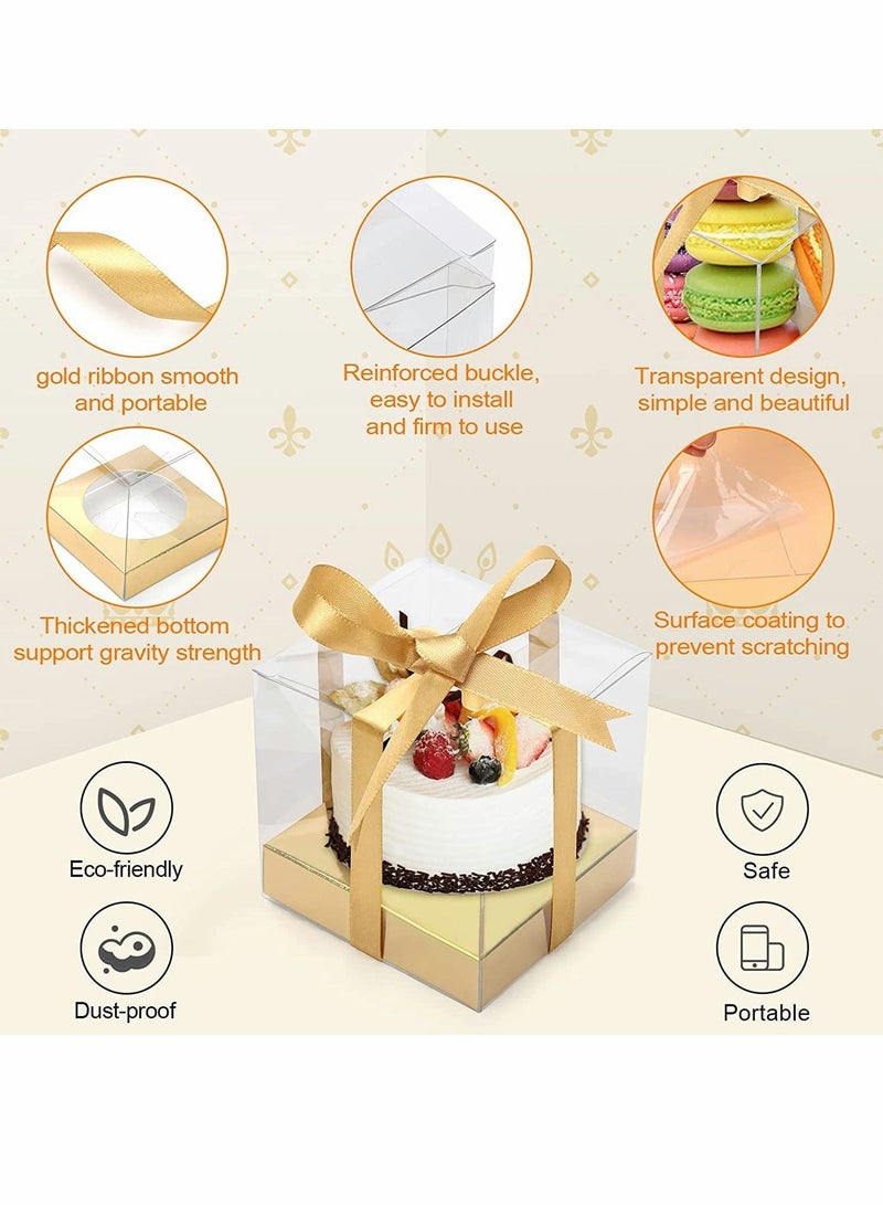 KASTWAVE Transparent Cake Box, 12PCS PVC Clear Box Bakery Container, Macaron Cupcake Candy Cookies Muffins Dome Box Mooncake Boxes for Baby Shower Wedding Birthday Party Supplies - Image 3