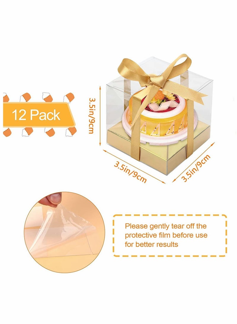 KASTWAVE Transparent Cake Box, 12PCS PVC Clear Box Bakery Container, Macaron Cupcake Candy Cookies Muffins Dome Box Mooncake Boxes for Baby Shower Wedding Birthday Party Supplies - Image 4