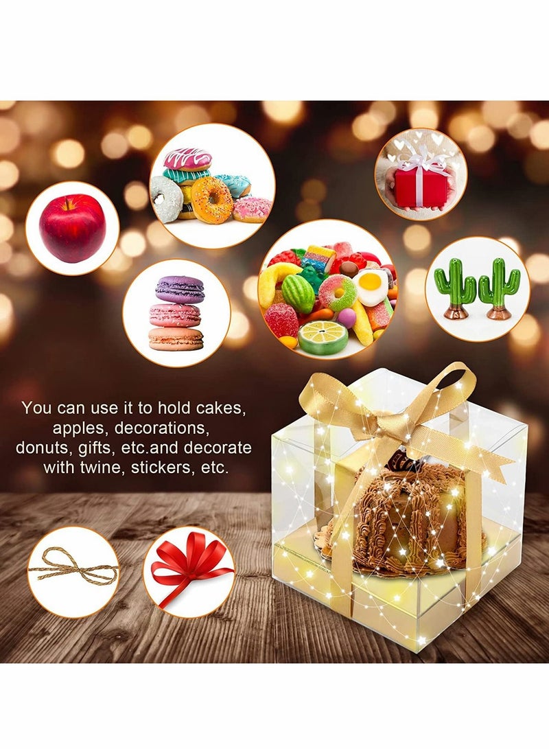 KASTWAVE Transparent Cake Box, 12PCS PVC Clear Box Bakery Container, Macaron Cupcake Candy Cookies Muffins Dome Box Mooncake Boxes for Baby Shower Wedding Birthday Party Supplies - Image 2