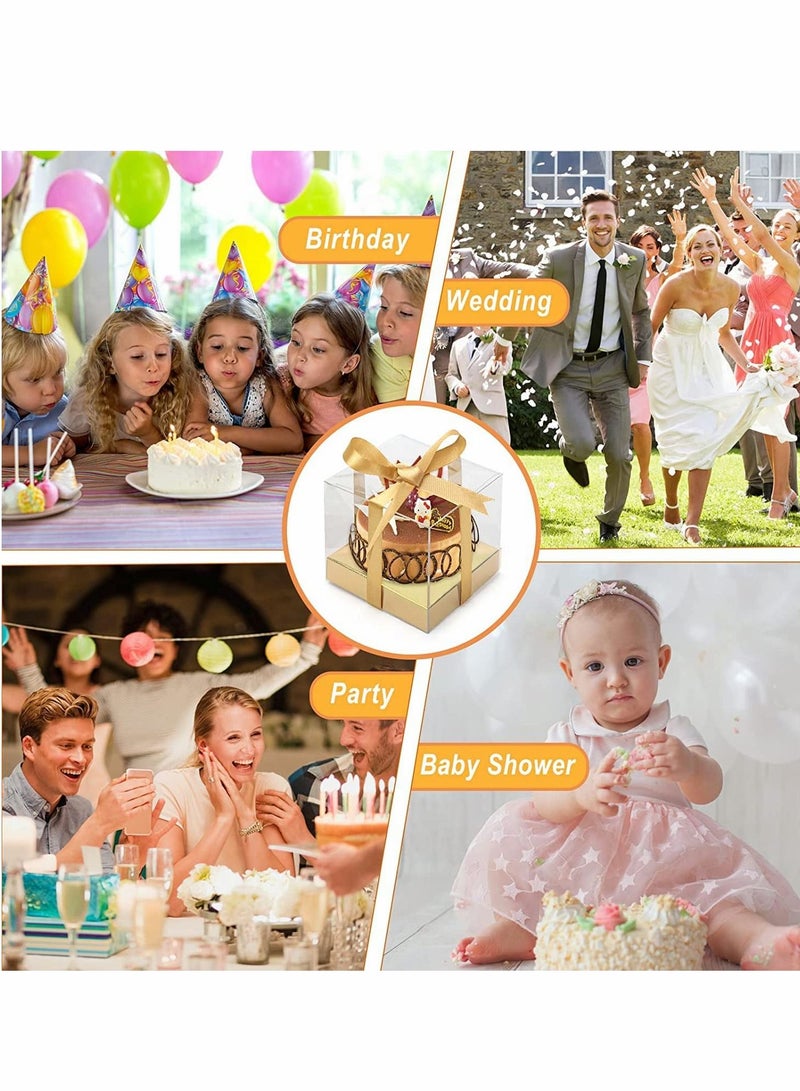 KASTWAVE Transparent Cake Box, 12PCS PVC Clear Box Bakery Container, Macaron Cupcake Candy Cookies Muffins Dome Box Mooncake Boxes for Baby Shower Wedding Birthday Party Supplies - Image 5