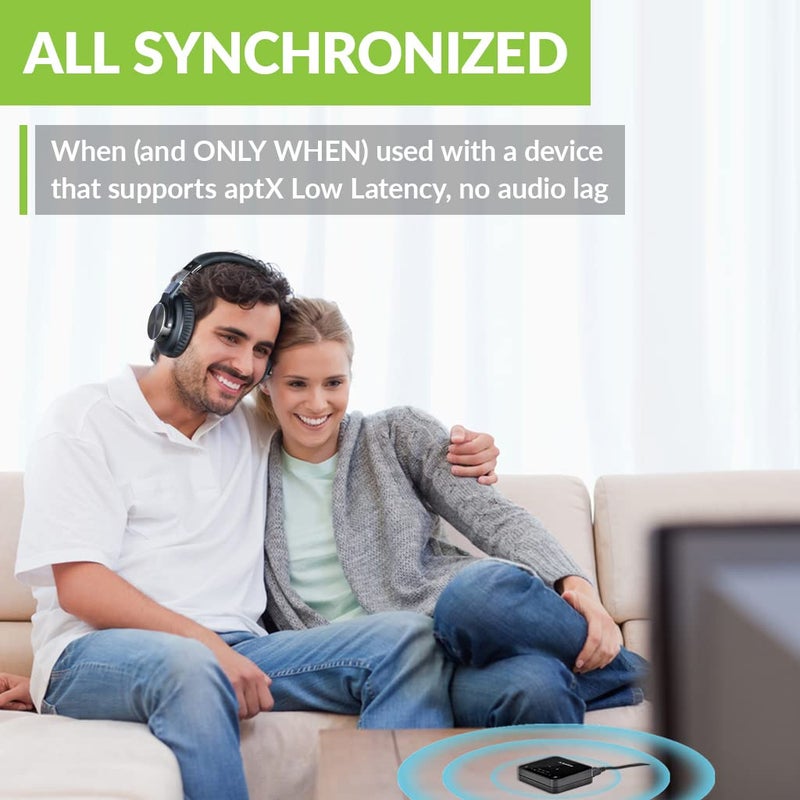 Avantree Audikast Plus â€“ Bluetooth Audio Transmitter for TV with Optical & AUX Audio Out, Wireless Adapter for Headphones, 100ft Range, Dual Link, Volume Control - Image 3