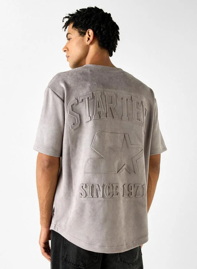 ستارتر قميص بارز الملمس بأكمام قصيرة وقصة مريحة