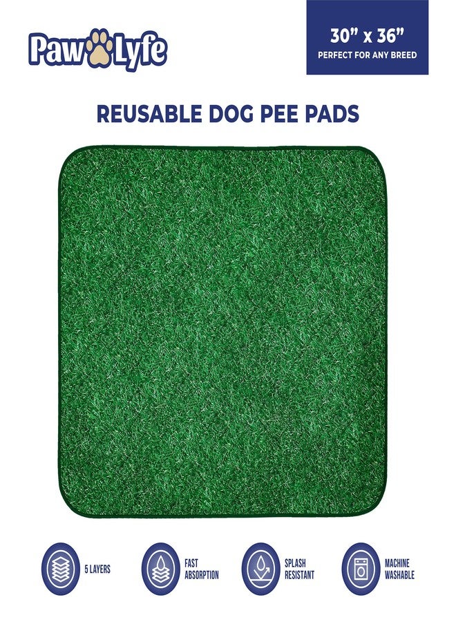 paw-lyfe PawLyfe Reusable Pee Pads for Dogs - 2 Pack, 30" x 36" Washable Puppy Pads with Grass Print - Waterproof Dog Training Pee Mats - Non-Slip - Large Pet Pads for Indoors - Quilted Whelping Pads for Home - Image 4