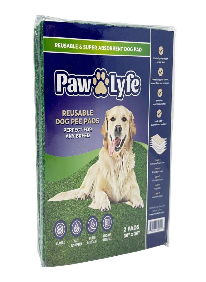 paw-lyfe PawLyfe Reusable Pee Pads for Dogs - 2 Pack, 30" x 36" Washable Puppy Pads with Grass Print - Waterproof Dog Training Pee Mats - Non-Slip - Large Pet Pads for Indoors - Quilted Whelping Pads for Home - Image 5