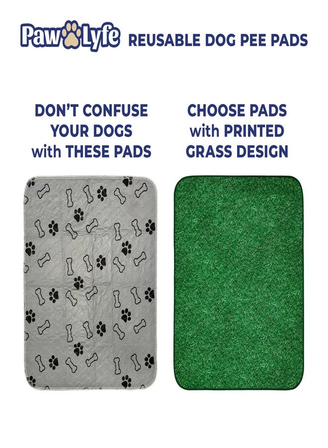 paw-lyfe PawLyfe Reusable Pee Pads for Dogs - 2 Pack, 30" x 36" Washable Puppy Pads with Grass Print - Waterproof Dog Training Pee Mats - Non-Slip - Large Pet Pads for Indoors - Quilted Whelping Pads for Home - Image 2