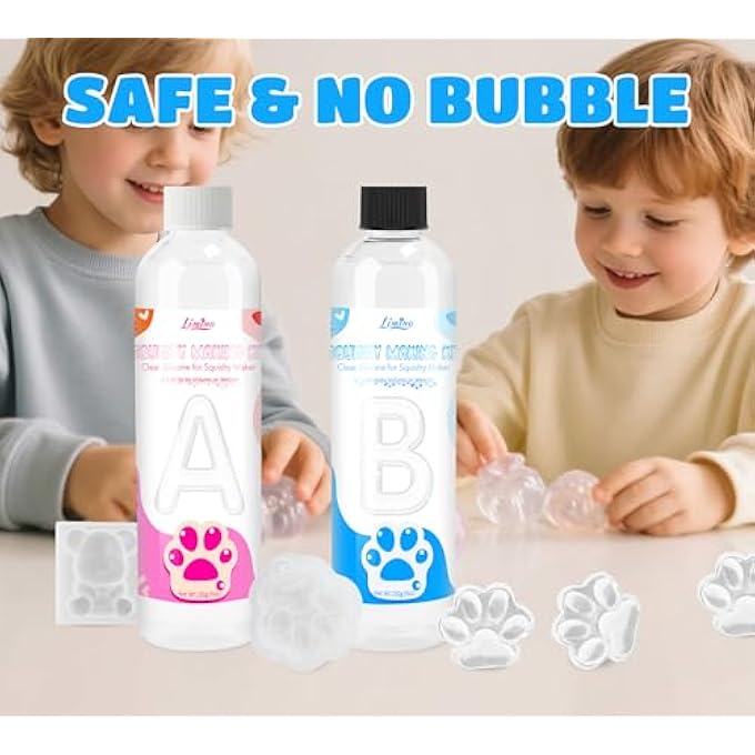 Limino Transparent Liquid Silicone for Taba Squishy Kit - 18oz 1:1 Ratio Mixed Super Soft Silicone Rubber for Squishies Making, Perfect DIY Stress Relief Gift Making Kit for Squishy Maker, Bear, Cat's Paw - Image 5