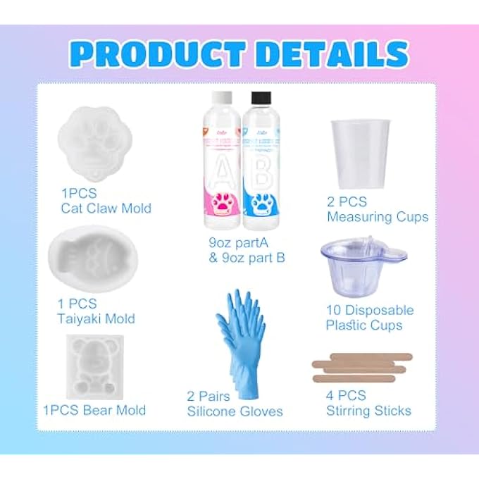 Limino Transparent Liquid Silicone for Taba Squishy Kit - 18oz 1:1 Ratio Mixed Super Soft Silicone Rubber for Squishies Making, Perfect DIY Stress Relief Gift Making Kit for Squishy Maker, Bear, Cat's Paw - Image 2