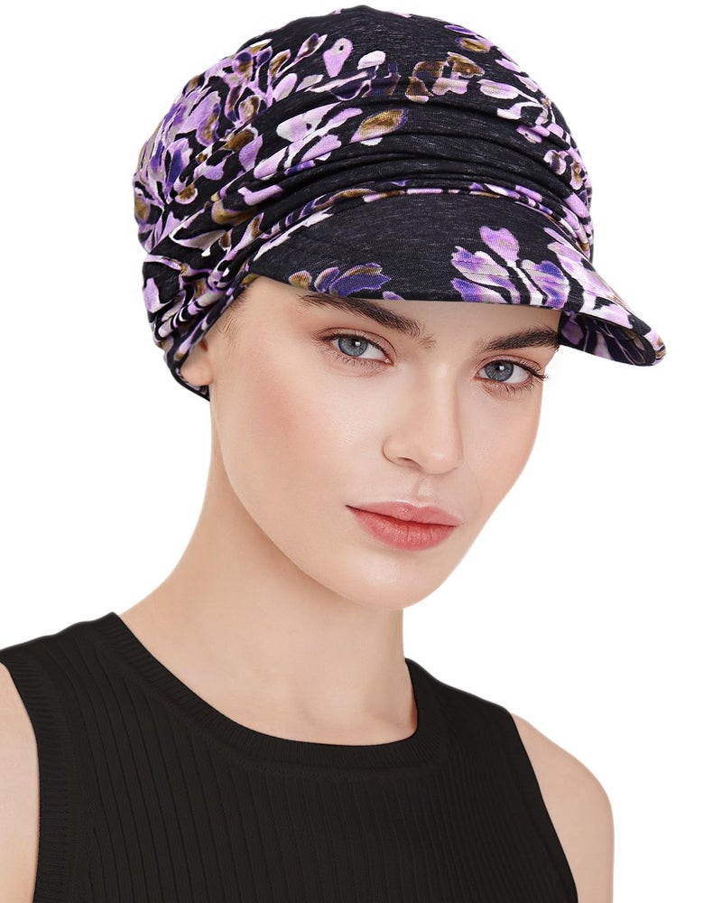 Awefeel Breast Cancer Hats for Women Chemo Turbans Purple Black - Image 4