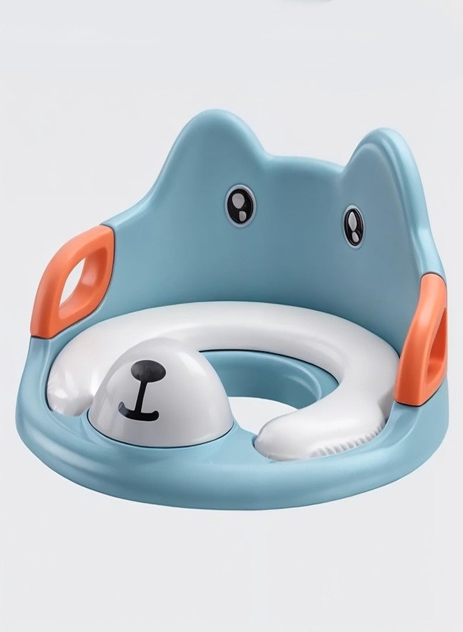 ZETO Western Toilet Potty Ring with Soft Cushion Seat and Handle for Baby Potty Training, Suitable for Round and Oval Toilets, Non-Slip with Splash Guard Potty Seat