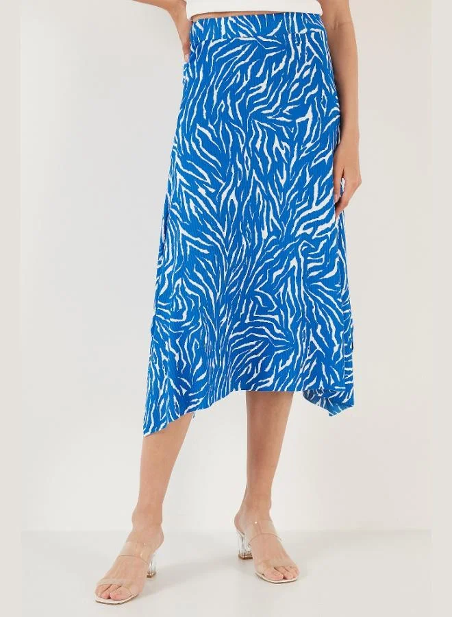 ليلا تنورة متوسطة الطول بكشكشة ونقوش ليلى للنساء بفتحة