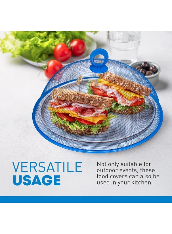 غطاء طعام دائري، 30 سم، غطاء طعام بشاشة شبكية معدنية، أغطية طعام نزهة خارجية قابلة لإعادة الاستخدام، شبكة غطاء طعام تمنع الذباب والحشرات والبعوض (قطعتان) - Image 5