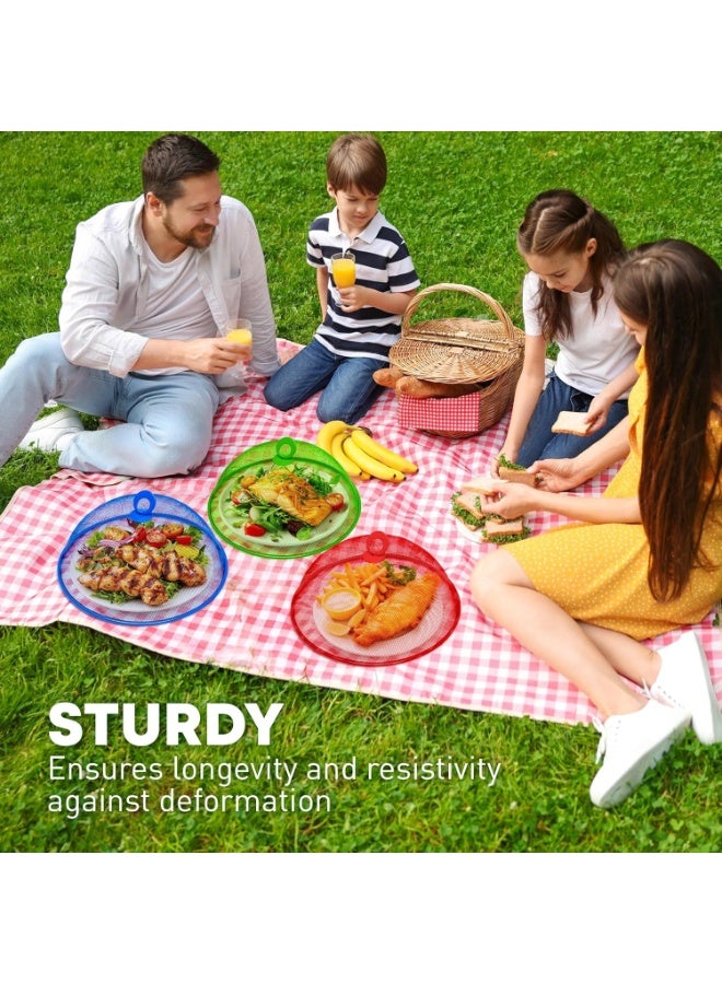 غطاء طعام دائري، 30 سم، غطاء طعام بشاشة شبكية معدنية، أغطية طعام نزهة خارجية قابلة لإعادة الاستخدام، شبكة غطاء طعام تمنع الذباب والحشرات والبعوض (قطعتان) - Image 3