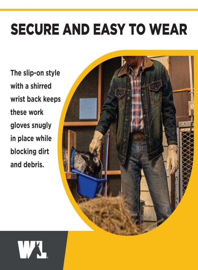 WELLS LAMONT Leather Work Gloves with Reinforced Palm, DIY, Yardwork, Construction, Motorcycle, X-Large (1130XL), Tan White - Image 4