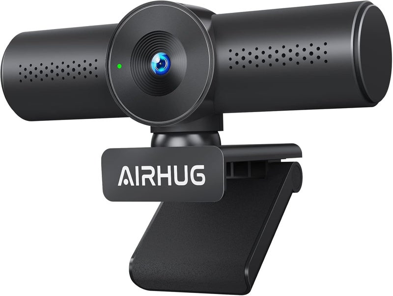 AIRHUG كاميرا ويب بدقة 2K مع ميكروفونات إلغاء الضوضاء، كاميرا ويب USB للكمبيوتر والكمبيوتر المحمول تعمل بتقنية التوصيل والتشغيل، كاميرا ويب مع غطاء خصوصية، زاوية عريضة 71 درجة، للبث والمؤتمرات، متوافقة مع سكايب وزوم ويوتيوب. - Image 1