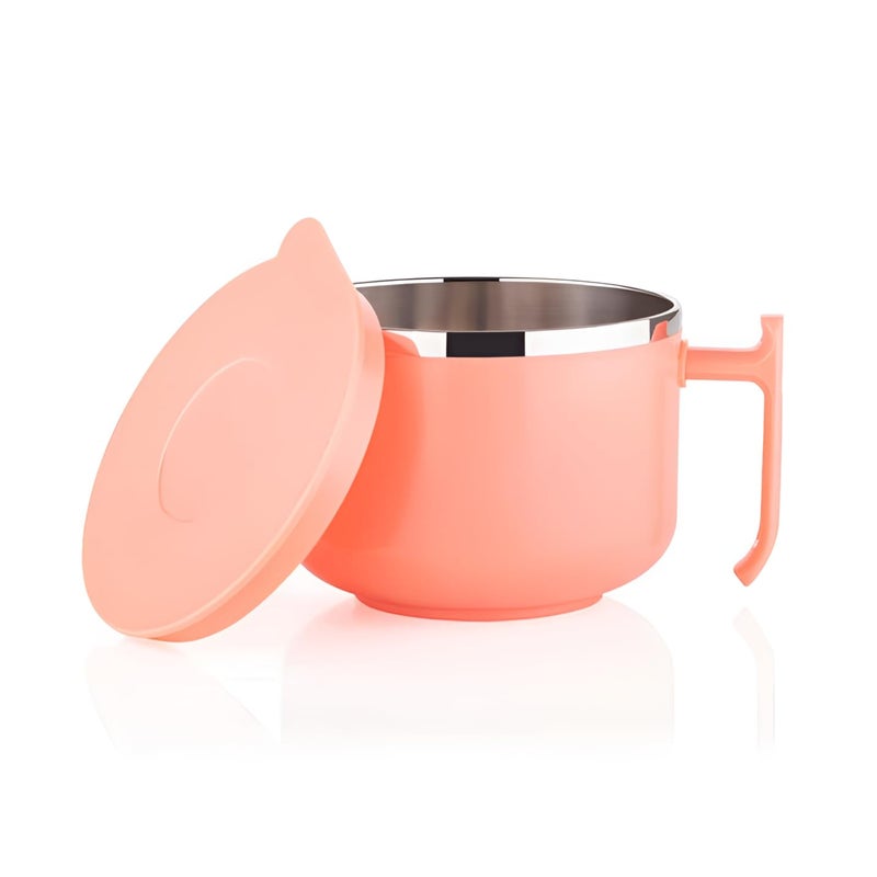 Oblivion Maggie Bowl with Lid and Handle, Multicolor Portable Mug Convenient for Soup, Fruits & Covered Noodle Dish, Travel-Friendly On-The-Go Use Microwave-Safe - Image 1