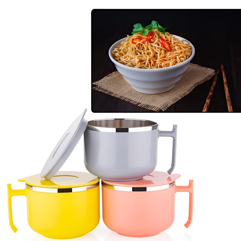 Oblivion Maggie Bowl with Lid and Handle, Multicolor Portable Mug Convenient for Soup, Fruits & Covered Noodle Dish, Travel-Friendly On-The-Go Use Microwave-Safe - Image 5