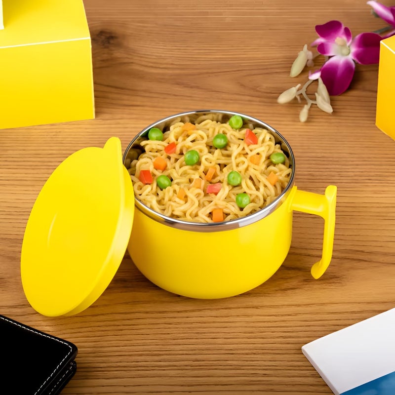 Oblivion Maggie Bowl with Lid and Handle, Multicolor Portable Mug Convenient for Soup, Fruits & Covered Noodle Dish, Travel-Friendly On-The-Go Use Microwave-Safe - Image 2