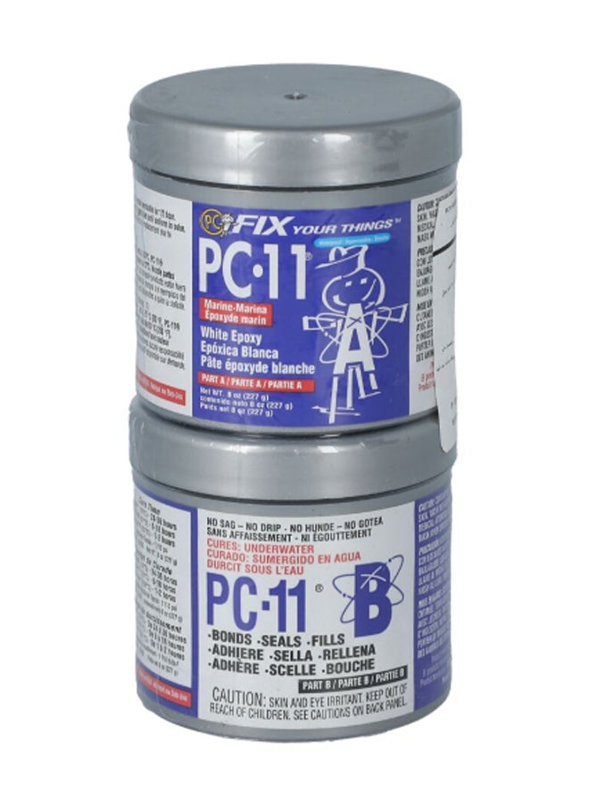 PC Products PC-11 Water-Resistant Two-Part Marine Grade Epoxy Paste White 8 oz 080115 / PC11-1/2#  - Image 1