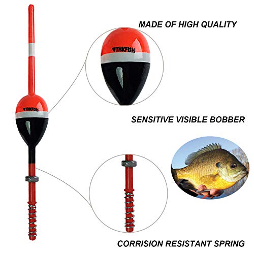 THKFISH Fishing Floats and Bobbers - Balsa Wood Spring Bobbers With Oval Slip for Crappie Panfish Walleyes - Fixed 1.25"X0.75"X6" 5pcs - Image 3