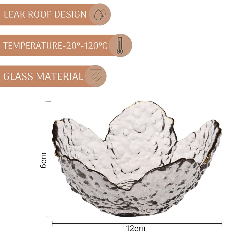Kuber Industries Sakura Shaped Glass Bowl for Home Kitchen & Restaurants | Crockery Bowls for Snacks, Dry Fruits, Desserts, Ice Cream, Custard, Sheer Khurma & Fruit Salad | Grey - Image 3