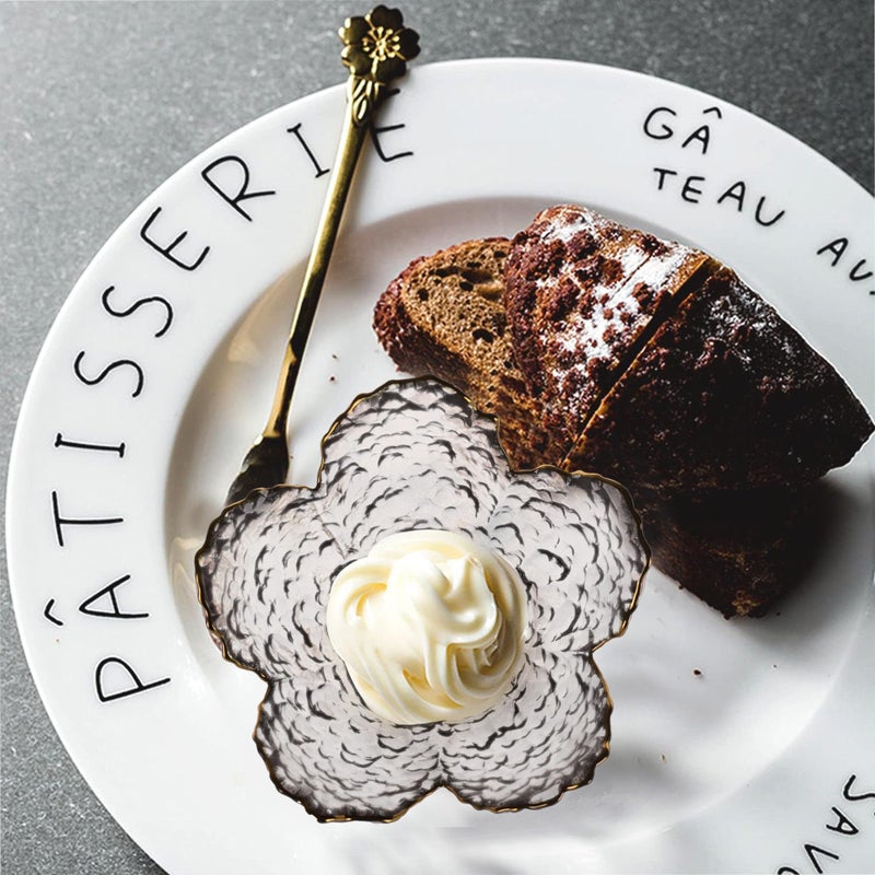 Kuber Industries Sakura Shaped Glass Bowl for Home Kitchen & Restaurants | Crockery Bowls for Snacks, Dry Fruits, Desserts, Ice Cream, Custard, Sheer Khurma & Fruit Salad | Grey - Image 5