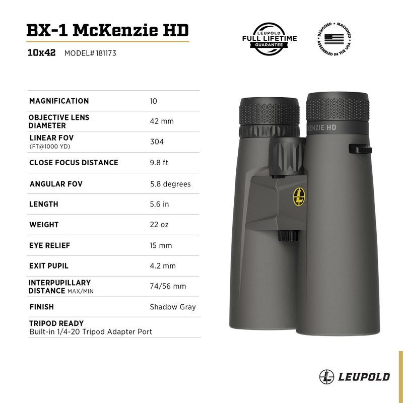 Leupold BX-1 McKenzie HD Binoculars, 10x42mm (181173) - Image 4