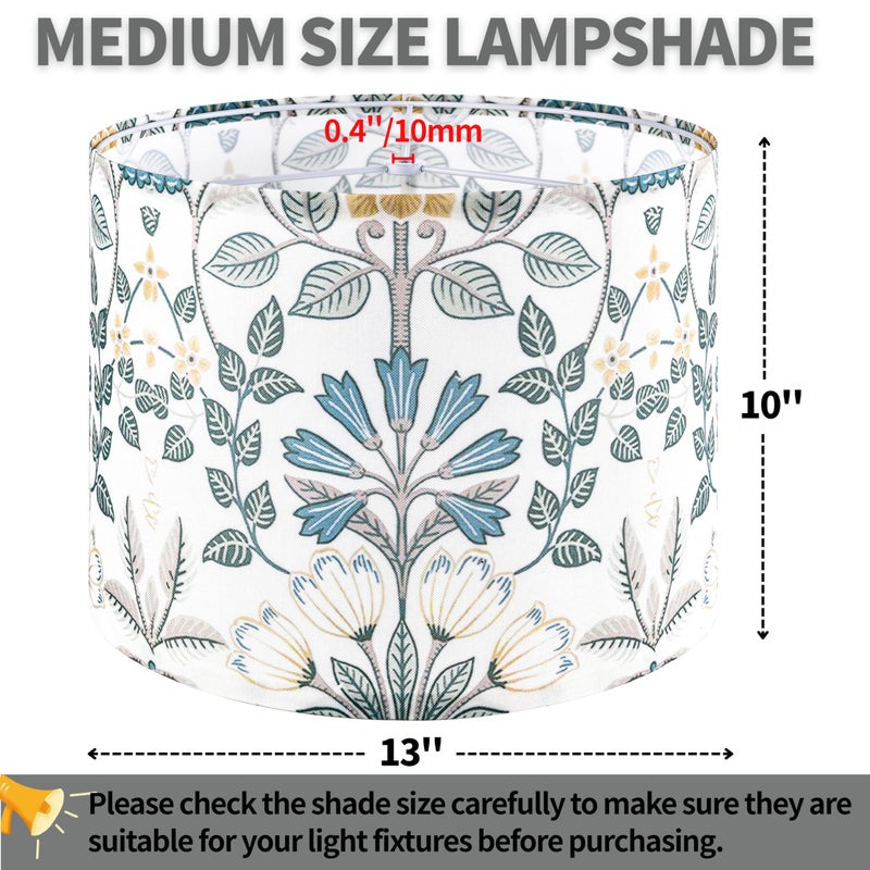 GO&SO GOSO 1pcs Medium Lampshade Polyester Fiber Printing Plants Drum Lamp Shade For TableLamp,Floor Lamps,Diy Pendant Light,Wall Hanging,Spider Fitter 13 "Top x 13" Bottom x 10 "Heigh,Assembly Required - Image 2