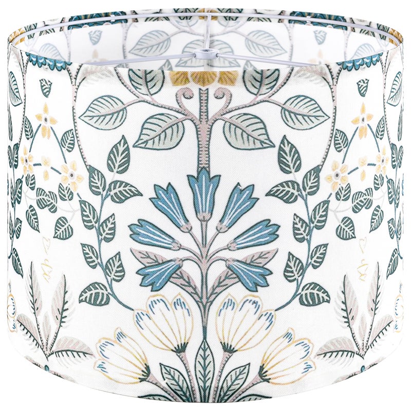 GO&SO GOSO 1pcs Medium Lampshade Polyester Fiber Printing Plants Drum Lamp Shade For TableLamp,Floor Lamps,Diy Pendant Light,Wall Hanging,Spider Fitter 13 "Top x 13" Bottom x 10 "Heigh,Assembly Required - Image 1