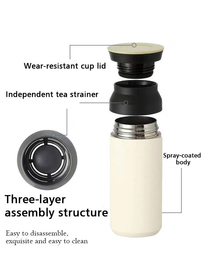 GIFT - Travel Tumbler, 11.8 fl oz (350 ml),  Vacuum Double Layer Structure, Heat and Cold Retention, for Water, Coffee, & Tea, White - Image 1