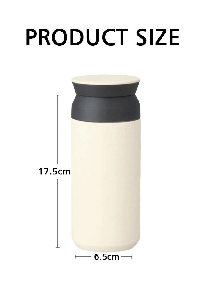 GIFT - Travel Tumbler, 11.8 fl oz (350 ml),  Vacuum Double Layer Structure, Heat and Cold Retention, for Water, Coffee, & Tea, White - Image 1