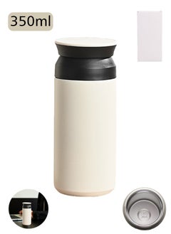 GIFT Travel Tumbler, 11.8 fl oz (350 ml),  Vacuum Double Layer Structure, Heat and Cold Retention, for Water, Coffee, & Tea, White  - Image 1