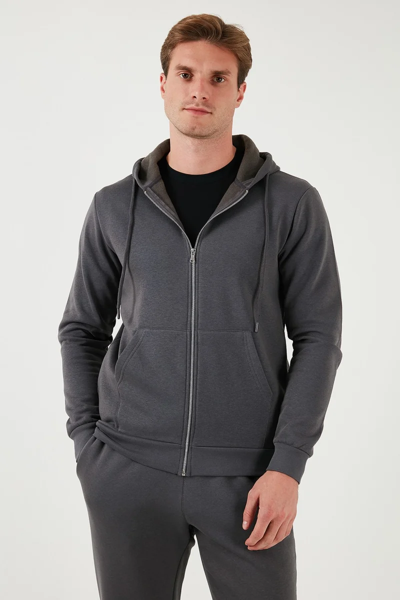 Buratti Slim Fit Hooded Zippered Soft Lined Winter Sweat Men's Sweat 5905340