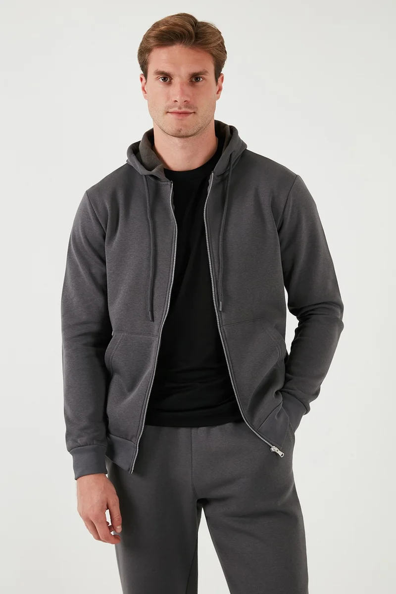 Buratti Slim Fit Hooded Zippered Soft Lined Winter Sweat Men's Sweat 5905340