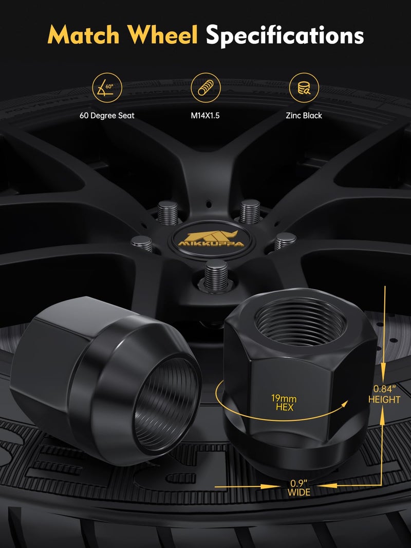 MIKKUPPA 24pcs M14X1.5 Open End Lug Nuts - Replacement for 1999-2018 Cadillac Escalade, 2004-2016 SRX, 1995-2018 Chevy Tahoe, 2009-2018 Traverse, 1997-2018 Ford Expedition, 1992-2018 GMC Yukon - Image 2