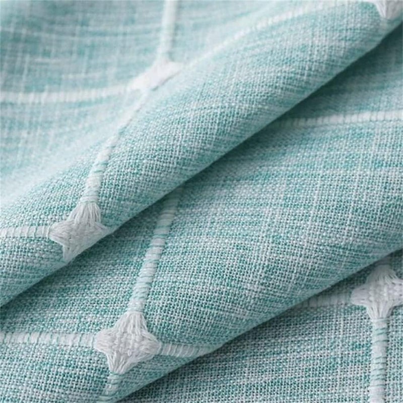 Utobanh Simple Bedside Table Tassel Cover Cloth, Tablecloth Cover Towel, Suitable for Bedside Table TV Microwave Washing Machine Refrigerator Dust Cover (Blue Bars, 15.7 * 35.4 inches) - Image 2