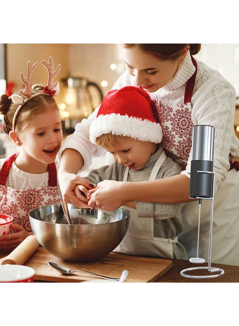 Electric Milk Frother, Handheld Electric Milk Frother Battery Operated, Stainless Steel Beverage Mixer, Mini Blender for Coffee, Smoothie, Latte, Matcha, Hot Chocolate