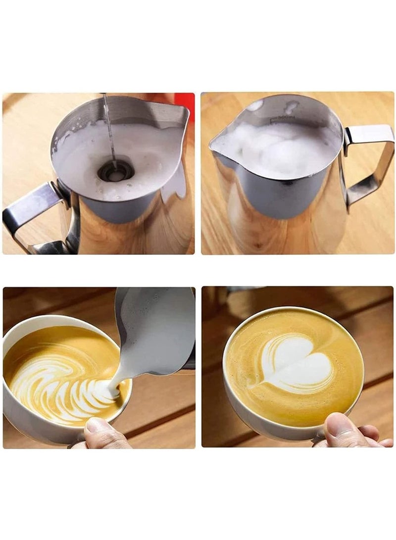 Electric Milk Frother, Handheld Electric Milk Frother Battery Operated, Stainless Steel Beverage Mixer, Mini Blender for Coffee, Smoothie, Latte, Matcha, Hot Chocolate