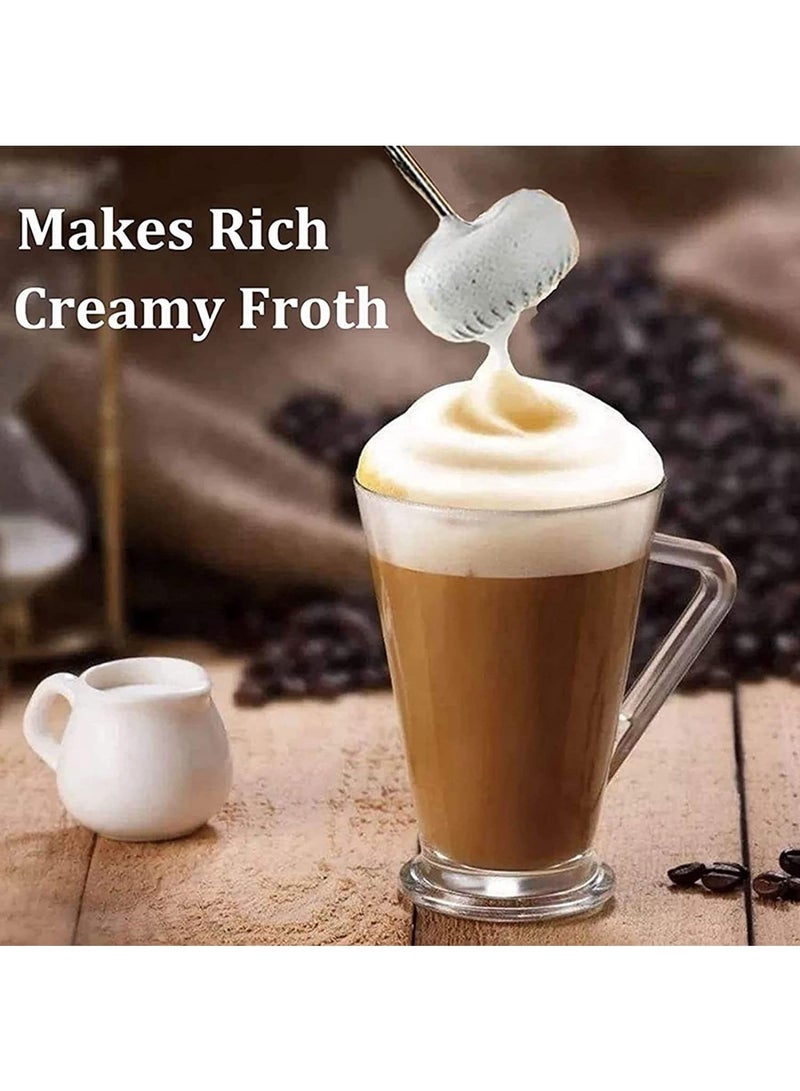 Electric Milk Frother, Handheld Electric Milk Frother Battery Operated, Stainless Steel Beverage Mixer, Mini Blender for Coffee, Smoothie, Latte, Matcha, Hot Chocolate