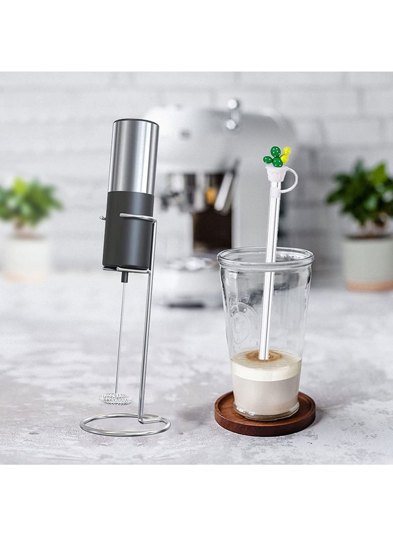 Electric Milk Frother, Handheld Electric Milk Frother Battery Operated, Stainless Steel Beverage Mixer, Mini Blender for Coffee, Smoothie, Latte, Matcha, Hot Chocolate