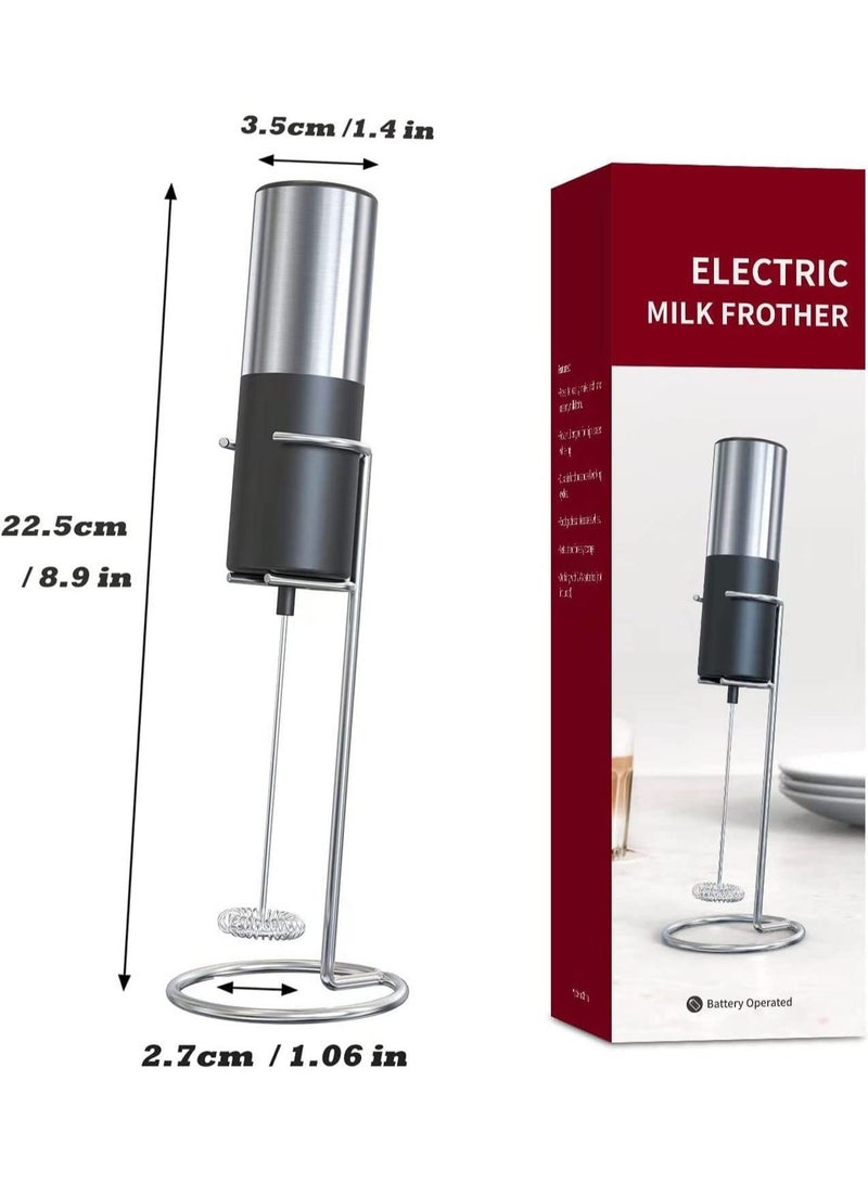 Electric Milk Frother, Handheld Electric Milk Frother Battery Operated, Stainless Steel Beverage Mixer, Mini Blender for Coffee, Smoothie, Latte, Matcha, Hot Chocolate