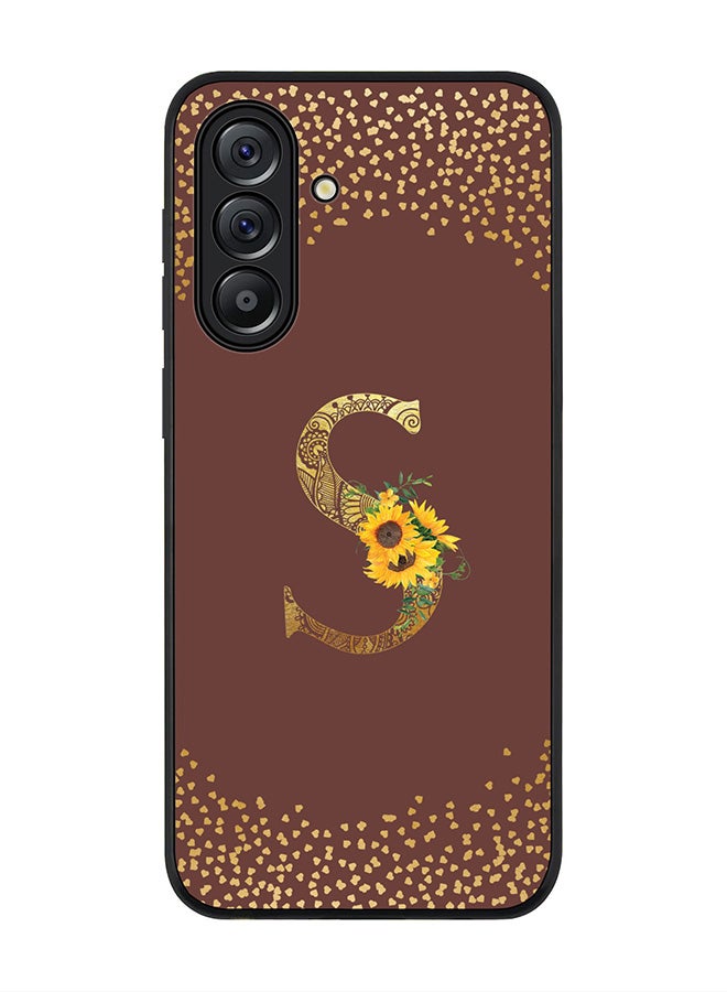 Stylizedd For Samsung Galaxy A36 5G Case,Slim fit Camera Protection, Shockproof Thin Phone cover  - Custom Floral Monogram - S  (Brown ) - Image 1