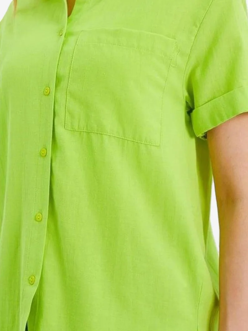 Mixray Forest Green MIXRAY Short Sleeve Shirt with Pockets for Women | Best Price UAE