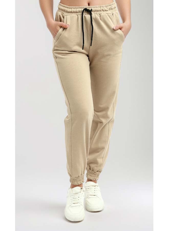 RAVIN Biege Comfy Cotton Jogger Pants - Image 1